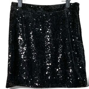 MICHAEL MICHAEL KORS Black Sequined Mini Skirt Fully Lined Side Zipper US Sz 6